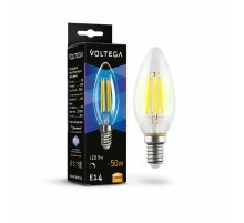 Лампа светодиодная филаментная Voltega E14 5W 2700K свеча прозрачная 7199