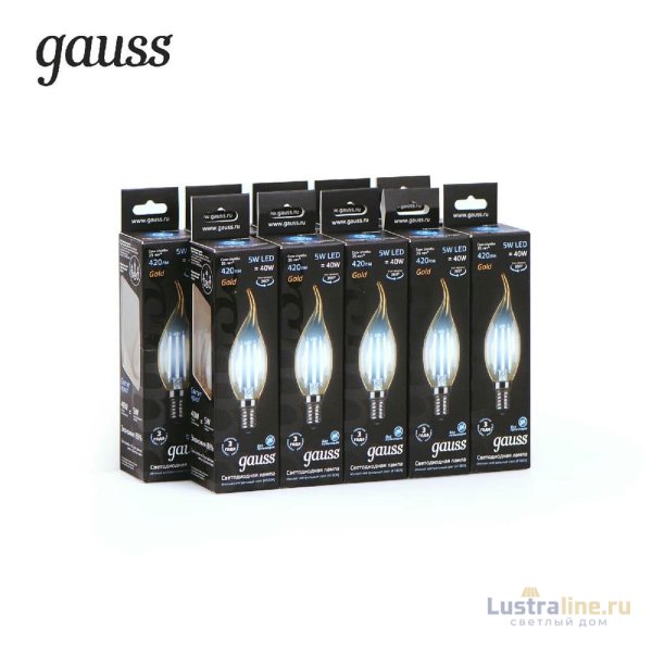 Лампа светодиодная филаментная Gauss E14 5W 4100K золотая 104801805 Лампа светодиодная филаментная Gauss E14 5W 4100K золотая 104801805