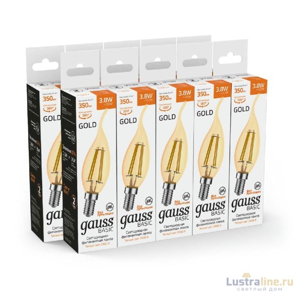 Светодиодная филаментная лампа Gauss Basic Filament E14 3,8W 2400K 1047154