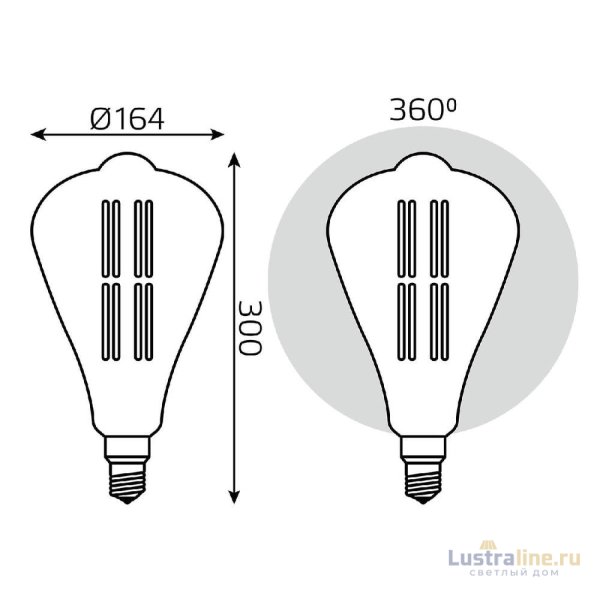 Лампа светодиодная филаментная Gauss E27 6W 2700K янтарная 157802118