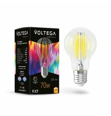 Лампа светодиодная филаментная Voltega E27 6W 3000K груша прозрачная 7217