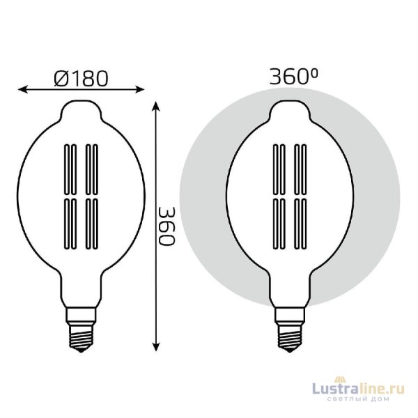 Лампа светодиодная филаментная Gauss E27 8W 2400K золотая 151802008