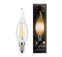Лампа светодиодная филаментная Gauss E14 11W 2700К прозрачная 104801111