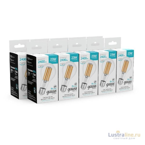 Светодиодная филаментная лампа Gauss Basic Filament E27 23W 4100K 40712232