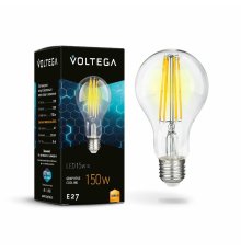 Лампа светодиодная филаментная Voltega E27 12W 3000K груша прозрачная 7226
