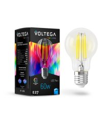 Лампа светодиодная Voltega E27 7W 4000K груша прозрачная VG10-A60E27cold7W-F 7141