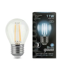 Лампа светодиодная филаментная Gauss E27 11W 4100K прозрачная 105802211