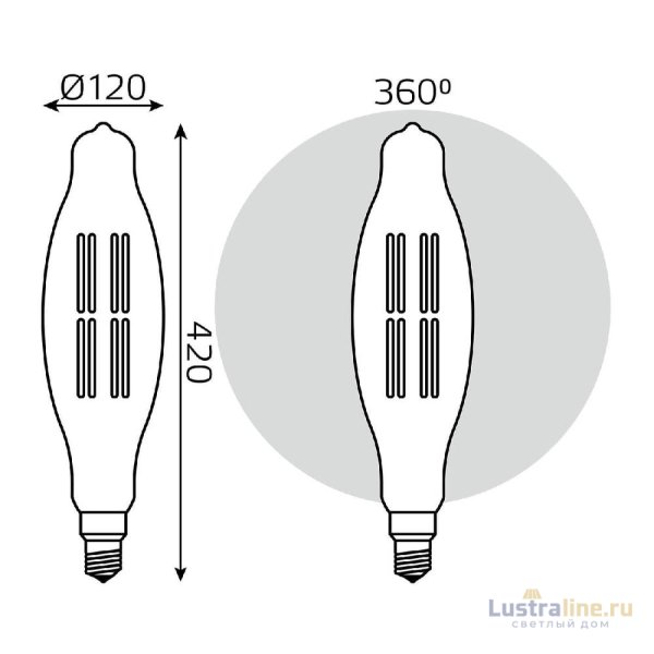 Лампа светодиодная филаментная Gauss E27 8W 2400K золотая 155802008 Лампа светодиодная филаментная Gauss E27 8W 2400K золотая 155802008