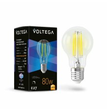 Лампа светодиодная филаментная Voltega E27 8W 3000K груша прозрачная 7229