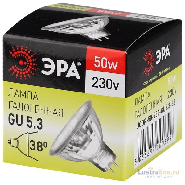Лампа галогенная Эра GU5.3 50W 3000K GU5.3-JCDR (MR16) -50W-230V-CL C0027365 Лампа галогенная Эра GU5.3 50W 3000K GU5.3-JCDR (MR16) -50W-230V-CL C0027365