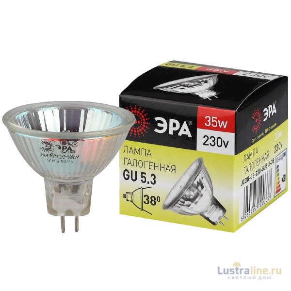 Лампа галогенная Эра GU5.3 35W 3000K GU5.3-JCDR (MR16) -35W-230V-CL C0027363