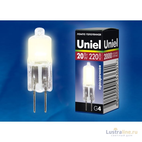 Лампа галогенная Uniel JC-220/20/G4 CL 01822 Лампа галогенная Uniel JC-220/20/G4 CL 01822