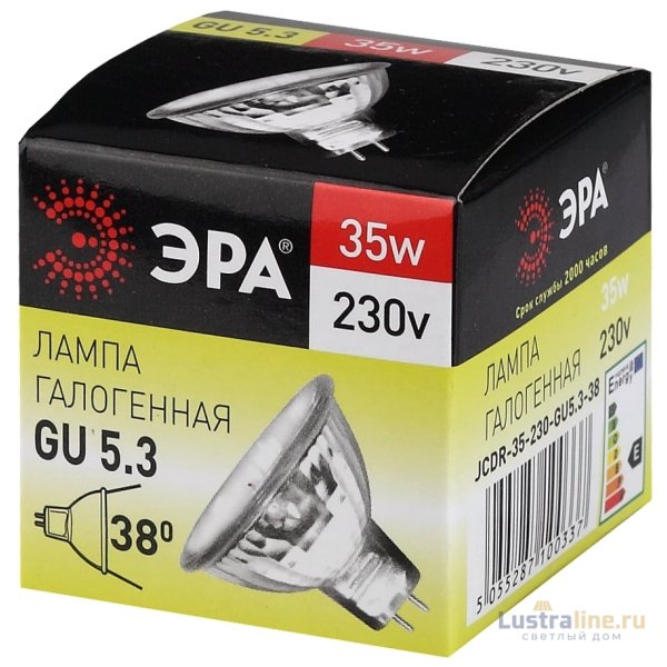 Лампа галогенная Эра GU5.3 35W 3000K GU5.3-JCDR (MR16) -35W-230V-CL C0027363
