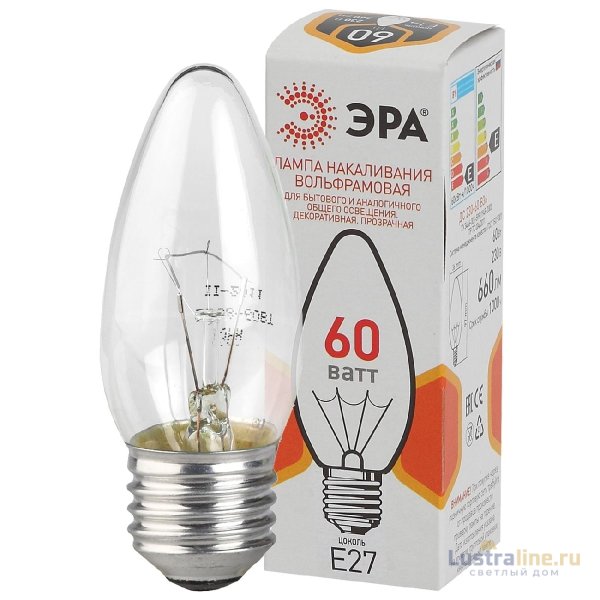 Лампа накаливания Эра E27 60W ДС 60-230-E27-CL Б0039130