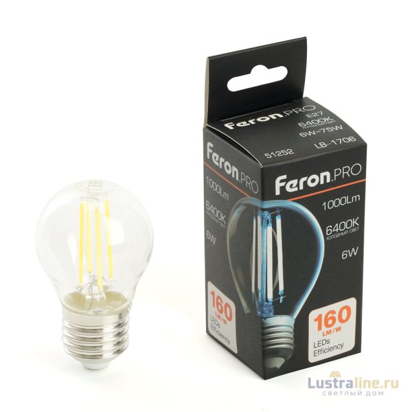 Светодиодная лампа Feron LB-1706 E27 6W 6400К 51252 Светодиодная лампа Feron LB-1706 E27 6W 6400К 51252