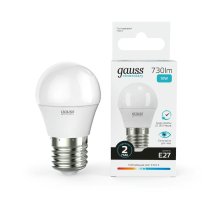 Лампа светодиодная Gauss E27 10W 4100K шар матовый 53220
