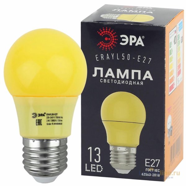 Лампа светодиодная Эра E27 3W 3000K ERAYL50-E27 Б0049581 Лампа светодиодная Эра E27 3W 3000K ERAYL50-E27 Б0049581