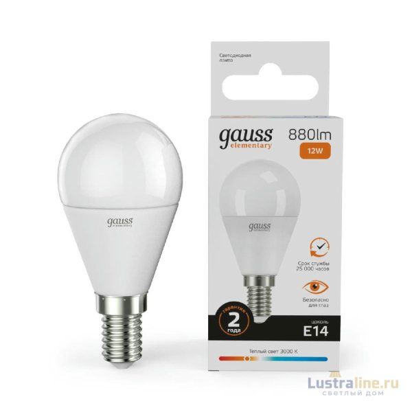 Лампа светодиодная Gauss E14 12W 3000K матовая 53112 Лампа светодиодная Gauss E14 12W 3000K матовая 53112