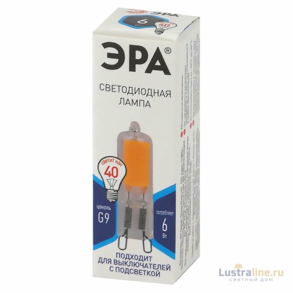 Лампа светодиодная Эра G9 6W 4000K LED JCD-6W-GL-840-G9 Б0049086 Лампа светодиодная Эра G9 6W 4000K LED JCD-6W-GL-840-G9 Б0049086