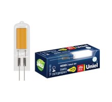 Лампа светодиодная Uniel (UL-00005066) G4 6W 4000K колба прозрачная LED-JC-220/6W/4000K/G4/CL GLZ08TR