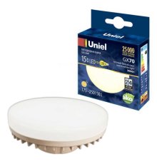 Лампа светодиодная Uniel (UL-00006782) GX70 15W 3000K таблетка матовая LED-GX70-15W/3000K/GX70/FR PLZ01WH