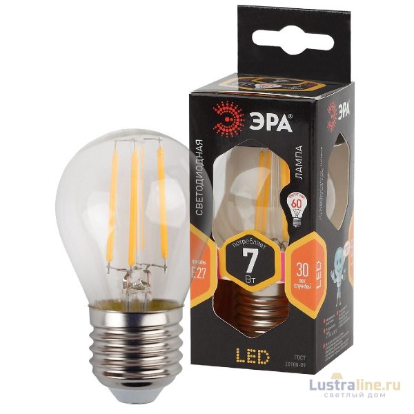 Лампа светодиодная Эра E27 7W 2700K F-LED P45-7W-827-E27 Б0027948 Лампа светодиодная Эра E27 7W 2700K F-LED P45-7W-827-E27 Б0027948