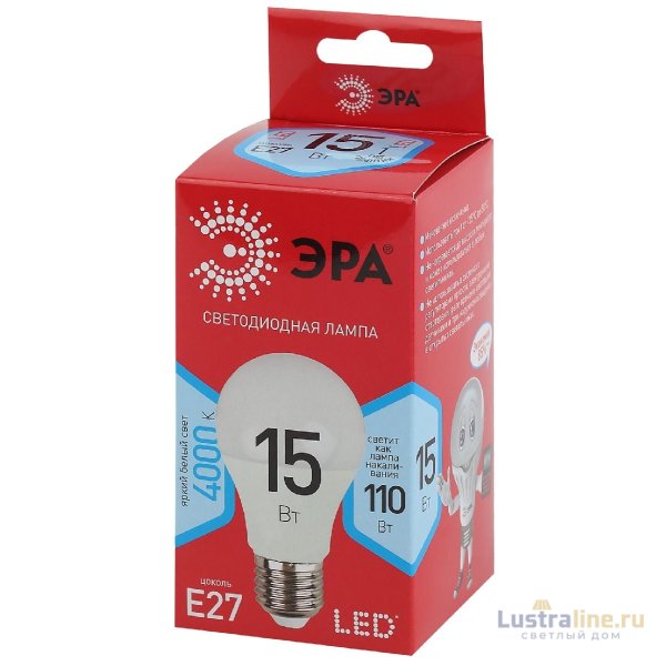 Лампа светодиодная Эра E27 15W 4000K LED A60-15W-840-E27 R Б0046356