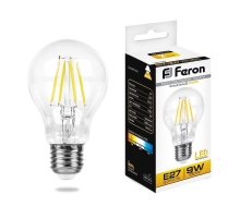 Лампа светодиодная филаментная Feron E27 9W 2700K Шар Прозрачная LB-63 25631