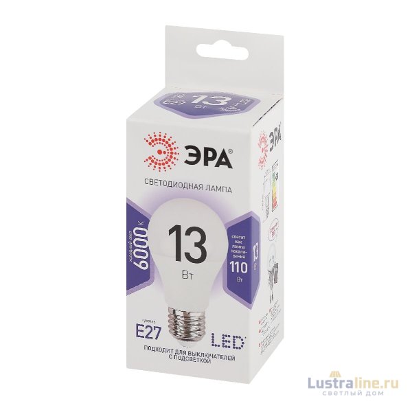 Лампа светодиодная Эра E27 13W 6000K LED A60-13W-860-E27 Б0031395