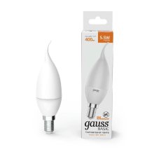 Лампа светодиодная Gauss E14 5,5W 3000К свеча на ветру матовая 1034116