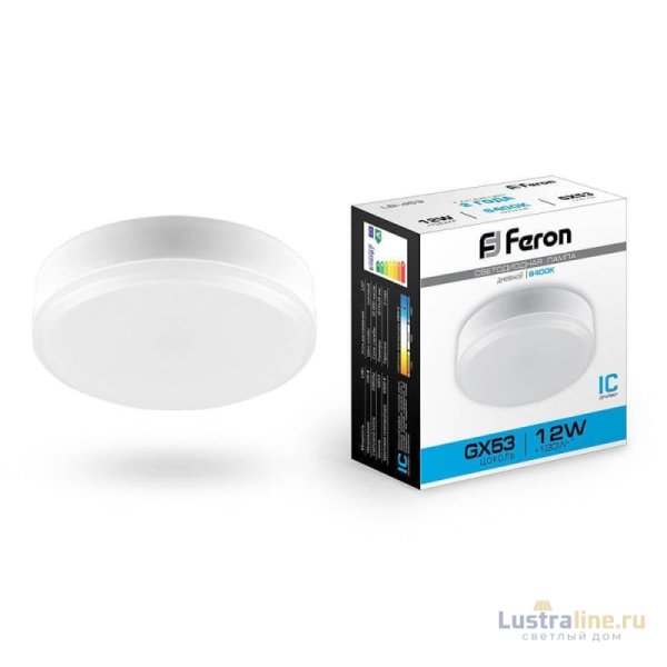 Лампа светодиодная Feron GX53 12W 6400K Таблетка Матовая LB-453 25868 Лампа светодиодная Feron GX53 12W 6400K Таблетка Матовая LB-453 25868