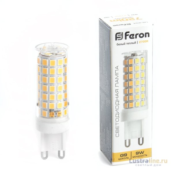 Лампа светодиодная Feron G9 9W 2700K капсульная LB-434 38146 Лампа светодиодная Feron G9 9W 2700K капсульная LB-434 38146