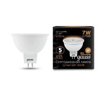 Лампа светодиодная Gauss GU5,3 7W 2700K прозрачная 101505107