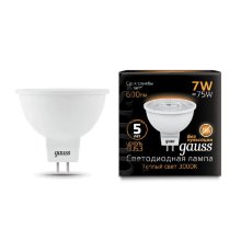 Лампа светодиодная Gauss GU5,3 7W 2700K прозрачная 101505107