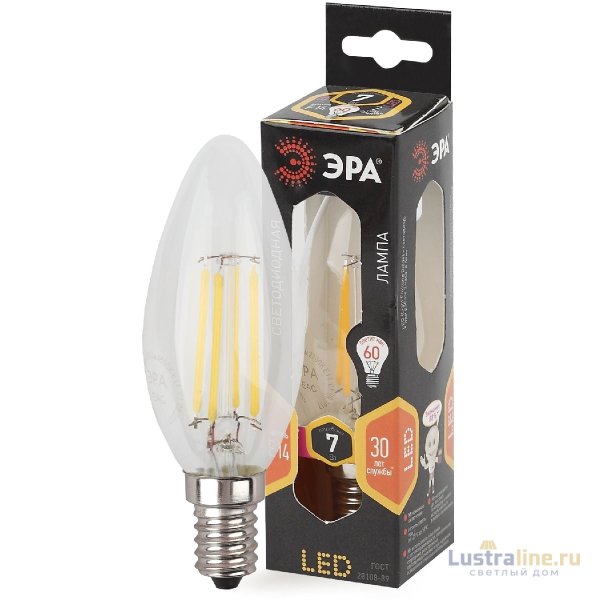 Лампа светодиодная Эра E14 7W 2700K F-LED B35-7W-827-E14 Б0027942