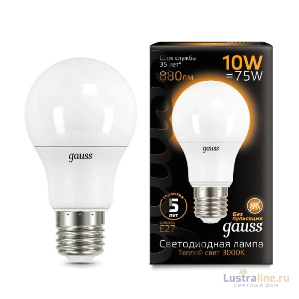 Лампа светодиодная Gauss E27 10W 3000K матовая 102502110 Лампа светодиодная Gauss E27 10W 3000K матовая 102502110
