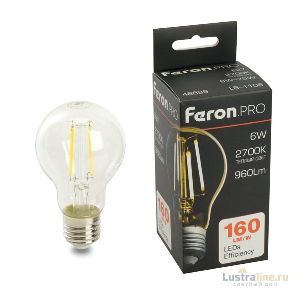 Светодиодная лампа Feron LB-1106 E27 6W 2700K 48889 Светодиодная лампа Feron LB-1106 E27 6W 2700K 48889