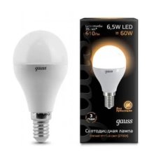 Лампа светодиодная Gauss E14 6.5W 3000K матовая 105101107