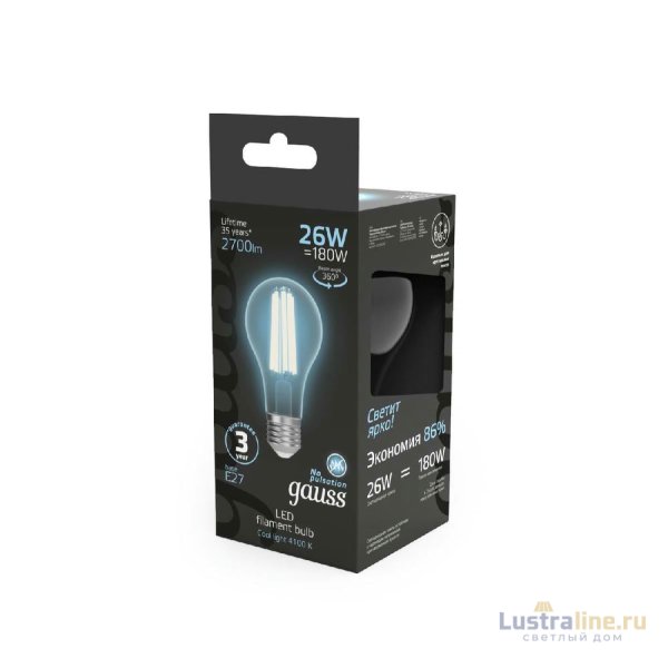 Лампа светодиодная Gauss Filament E27 26W 4100K 102902226
