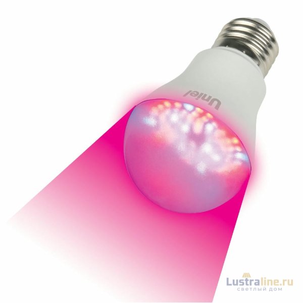 Лампа светодиодная для растений (09645) Uniel E27 9W прозрачная LED-A60-9W/SP/E27/CL ALM01WH