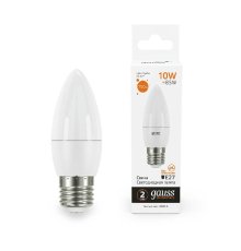 Лампа светодиодная Gauss E27 10W 3000K свеча матовая 30210