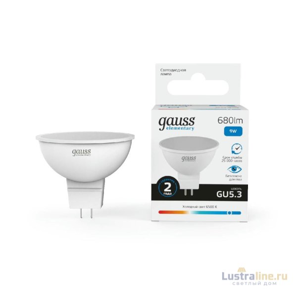 Лампа светодиодная Gauss GU5.3 9W 6500K матовая 13539 Лампа светодиодная Gauss GU5.3 9W 6500K матовая 13539