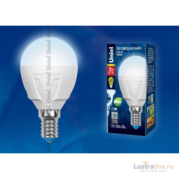 Лампа светодиодная (UL-00002416) Uniel E14 7W 3000K матовая LED-CW37 7W/WW/E14/FR PLP01WH
