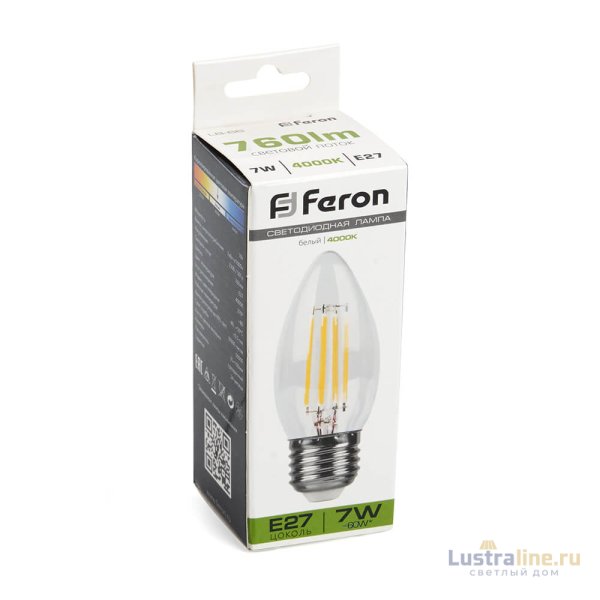 Лампа светодиодная Feron LB-66 Свеча E27 7W 4000K 38271