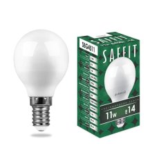Лампа светодиодная Saffit SBG4511 шар E14 11W 6400K 55140