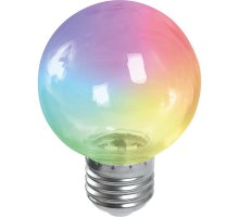 Лампа светодиодная Feron LB-371 шар прозрачный E27 3W RGB плавная смена цвета 38133