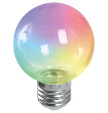 Лампа светодиодная Feron LB-371 шар прозрачный E27 3W RGB плавная смена цвета 38133