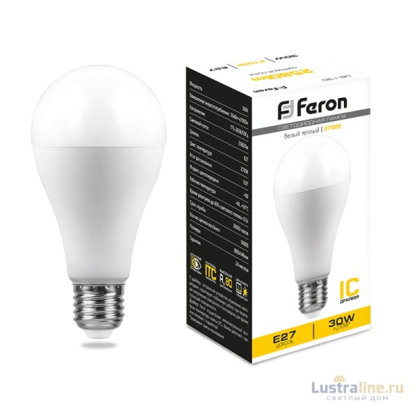 Лампа светодиодная Feron E27 30W 2700K груша матовая LB-130 38194