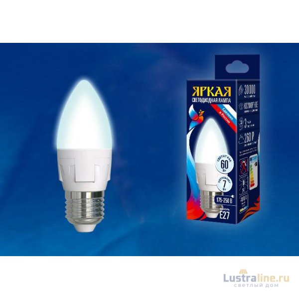 Лампа светодиодная (UL-00002411) Uniel E14 7W 4000K матовая LED-C37 7W/NW/E14/FR PLP01WH