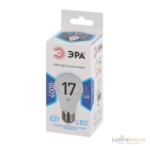 Лампа светодиодная Эра E27 17W 4000K LED A60-17W-840-E27 Б0031700 Лампа светодиодная Эра E27 17W 4000K LED A60-17W-840-E27 Б0031700